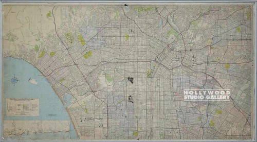 24x43 LOS ANGELES MAP Metal Silver