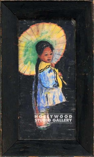 8x13 Asian Small Girl w/Umbrella