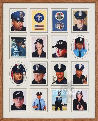 21x17 -16 POLICE OFFICER PHOTOS/WOOD