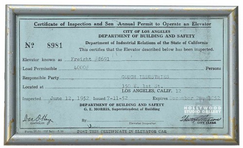 5x8 Framed Elevator Permit