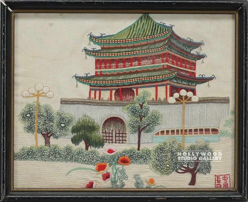 8X10 NEEDLEPOINT CHINESE TEMPLE