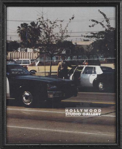8X10" 2 POLICE CARS PARKED ON ROAD