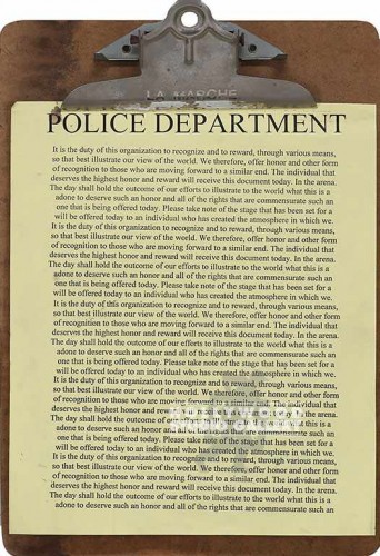 12X9 POLICE DEPARTMENT CLIPBOARD