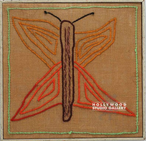17X18" YARN BUTTERFLY ON BURLAP