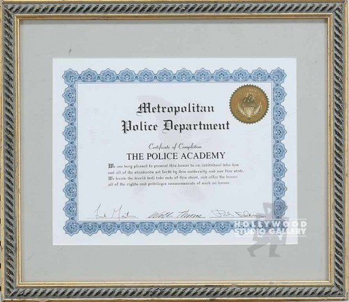 13X15" METRO POLICE CERT. POL. ACAD