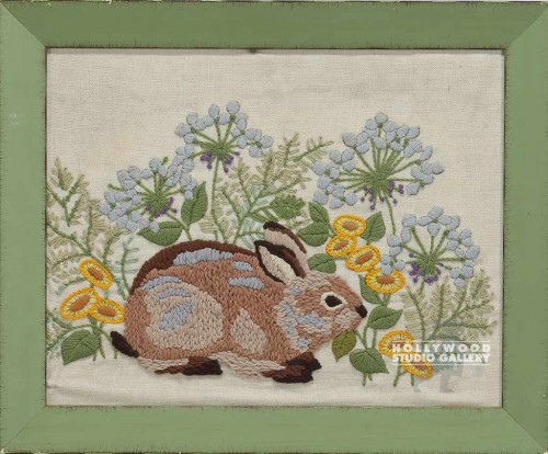 14X17 NEEDLEPOINT BUNNY RABBIT/FRMD