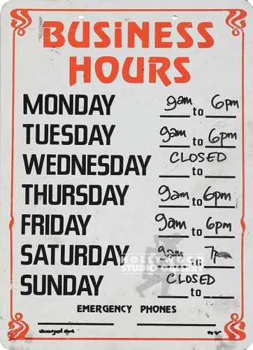 21X17 business hours sign