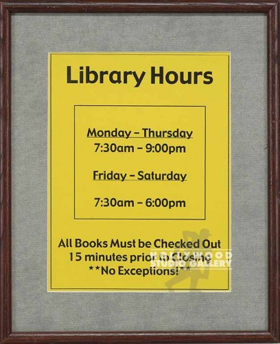 20X16" FRAMED LIBRARY HOURS POSTER