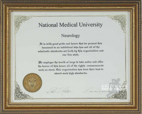 10X12 NEUROLOGY MEDICAL CERTIFICATE