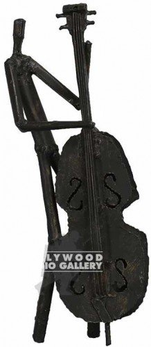 15" BRASS CHELLO PLAYER SCULPTURE