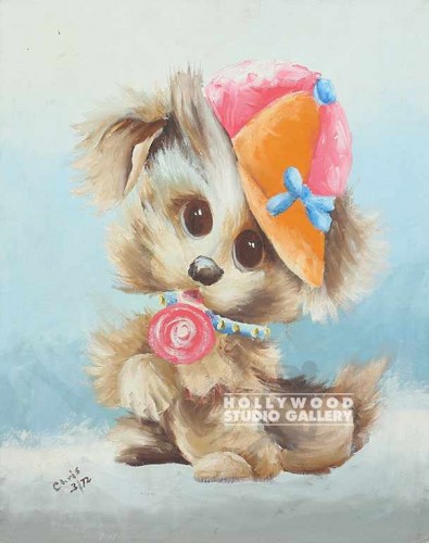 20X16 DOGGIE W/LOLLIPOP/CANVAS UNFR