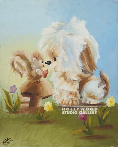 20X16 DOGGIE & SQUIRL/CANVAS UNFRD