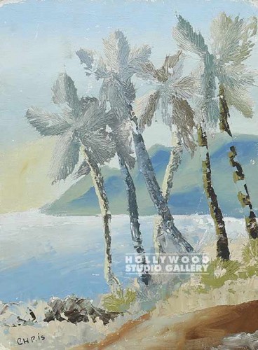 12X9 PALM TREE/BEACH/CANVAS/UNFRAMD