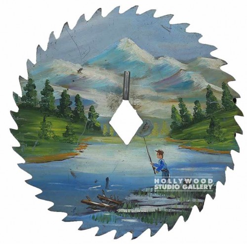 7" PAINTED SAW BLADE MAN FISHING