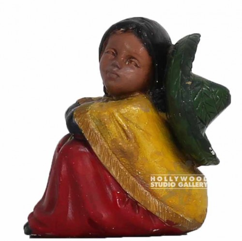 6" CERAMIC GIRL RED DRESS GREEN HAT