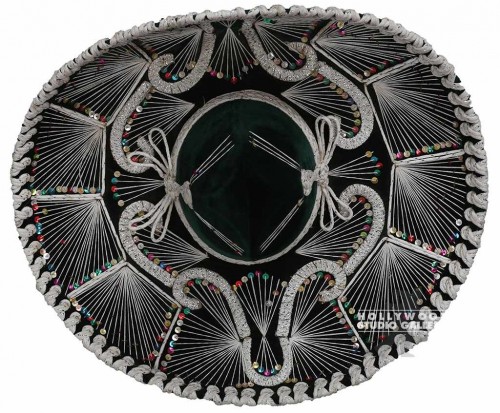 SILVER AND BLACK MEXICAN SOMBRERO