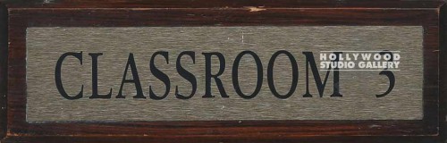 4X12 CLASSROOM3 BRASS SIGN ON WOOD