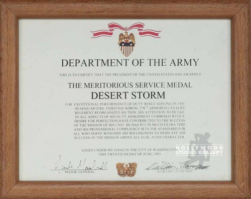 9X12 DEPT. OF ARMY CERT./DESERT STO