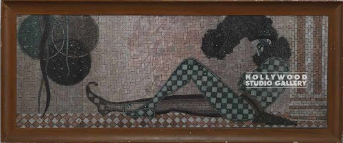 28X62 FAUX MOSAIC JESTER/BRWN FRAME