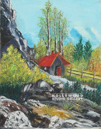18X14 AVIS/CABIN/MTN/ROCKS