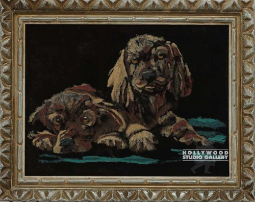 16x19 2 Dogs/Velvet Painting