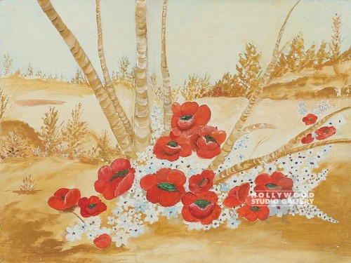 12X16 AVIS/RED FLORAL/CANVAS