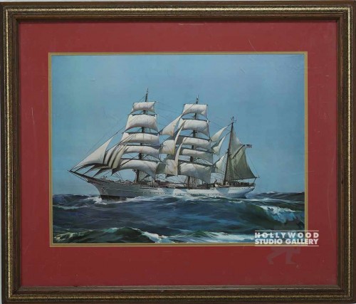 29x33 CLIPPER SHIP AT SEA/RED MAT