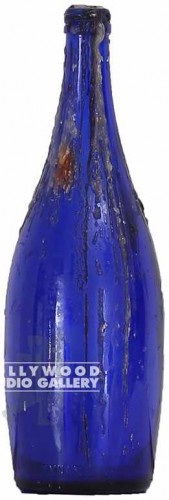 14" BLUE BOTTLE W/CANDLE