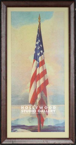 24X12 U.S. FLAG PRINT/40`S/BRWN FRM