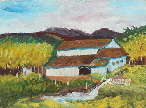 12X16 AVIS/RIVER/TREES/HOUSE UNFRMD