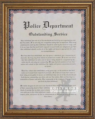 13X10 OUTSTANDING POLICE DEPT./CERT