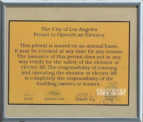 7X7PERMIT TO OPERATE ELEVATR/MTL FR