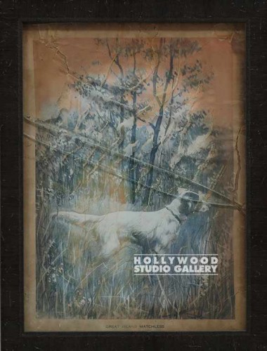 9X12 DOG HUNT PRINT/BRWN FRM/MATCHL