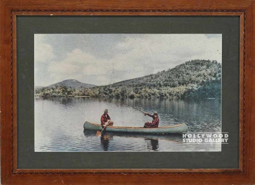 16X24 2 GUYS FISHING BOAT/BRWN FRM