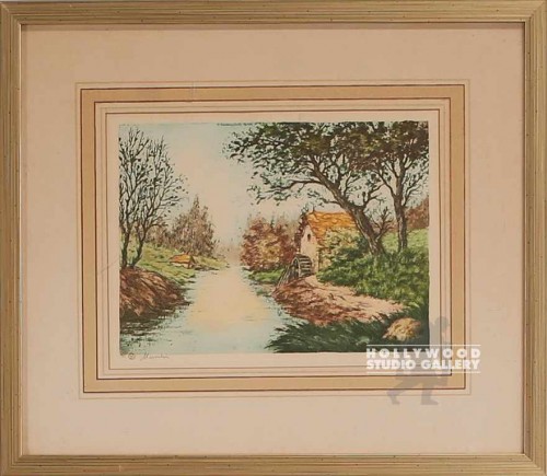 13X15 TREES RIVER WATERCOLOR/MATTED