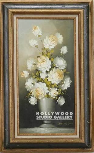 32X20 PERIOD WHITE FLORAL/CNVS/FRMD