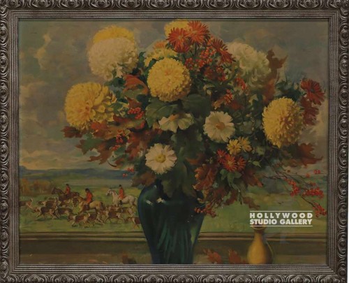 29x35Period Floral StillLife/Wht Fr