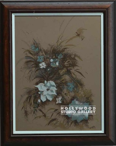 29X23 PERIOD BLUE FLORAL BRWN FRM