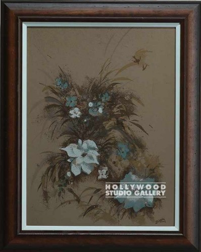 29X23 PERIOD BLUE FLORAL BRWN FRM