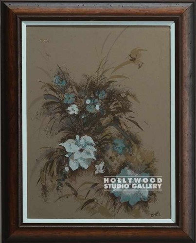 29X23 PERIOD BLUE FLORAL BRWN FRM
