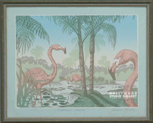 16X19 TUNIS FLAMINGOS PRINT-PINK/AQ
