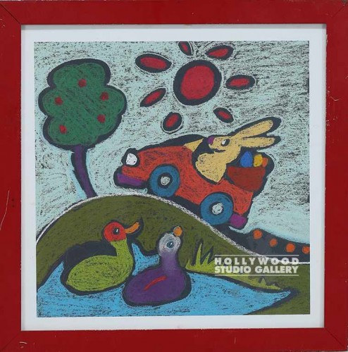 13X13 ANON.KID CRAYON BUNNY-CAR/RED