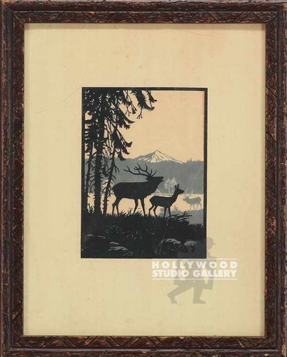 14X11 ANTQ. DEER SILHOUETTE /RUSTIC