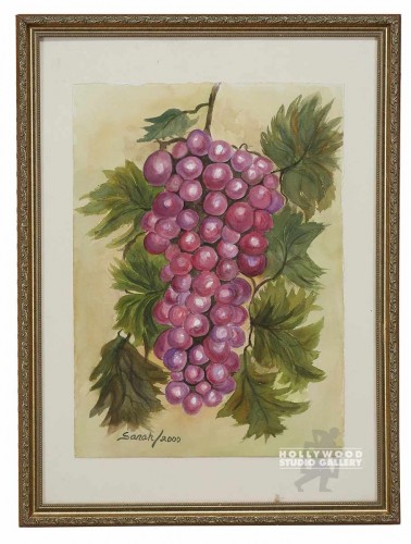28X21 SARAH/GRAPES WATERCLR/GOLD FR