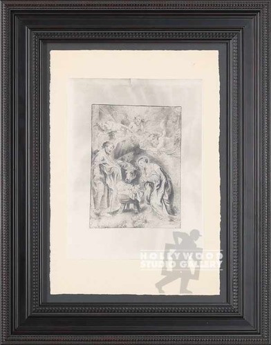 25x20Antq Birth Christ Black Orn Fr