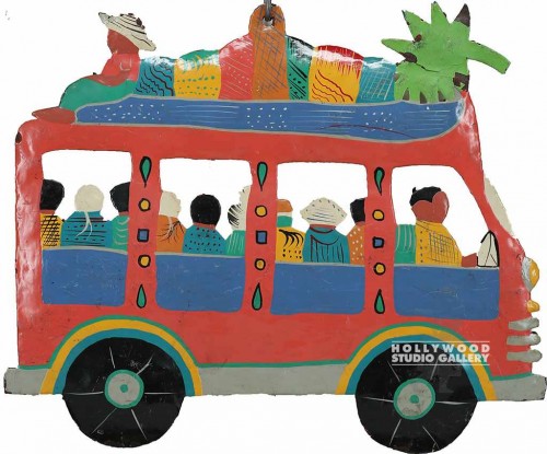 13x18 Haitian Metal Cut Bus Color