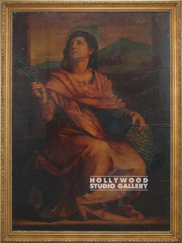 63x47 Gold Frm/Lady w/Leaf & Basket