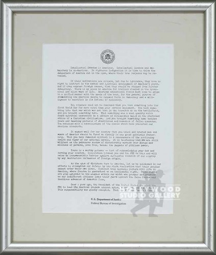 16x14 Framed FBI Letter/Matted