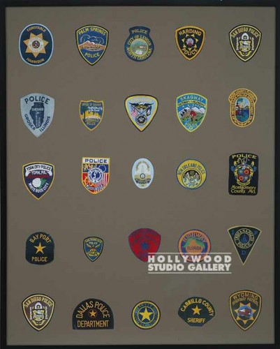 41x33 Police Patches Blck Wd Frm