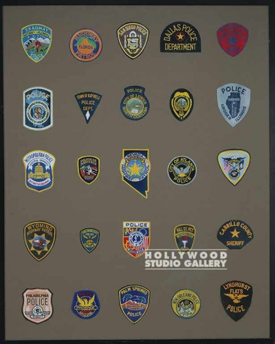 41x33 Police Patches Blck Wd Frm